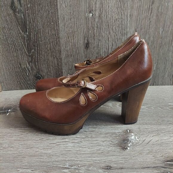 Unionbay Vintage Y2K Mary Janes Brown Platform Heels Tear Drop 10 - Picture 4 of 10